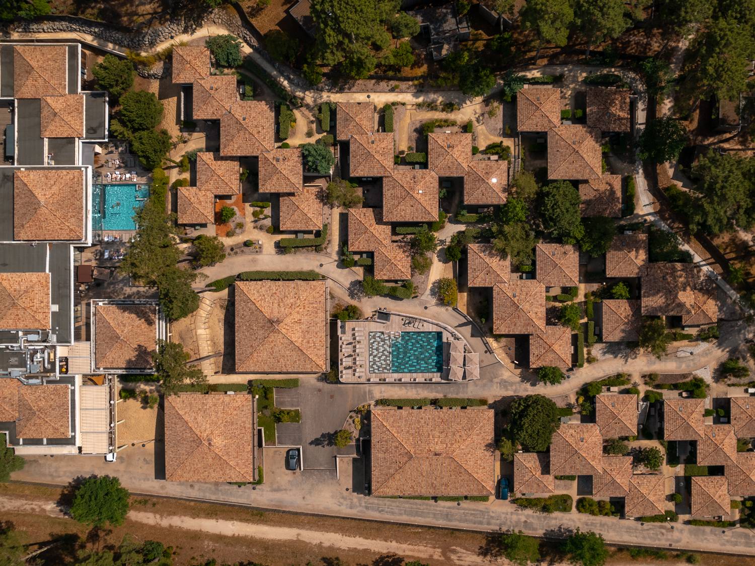 Aerial view of the Domaine du Ferret lodges, Cap Ferret